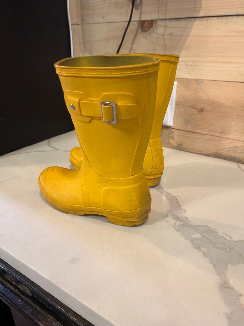 Hunter Yellow Women's Short Rain Boots with Logo - Picture 5 of 7
